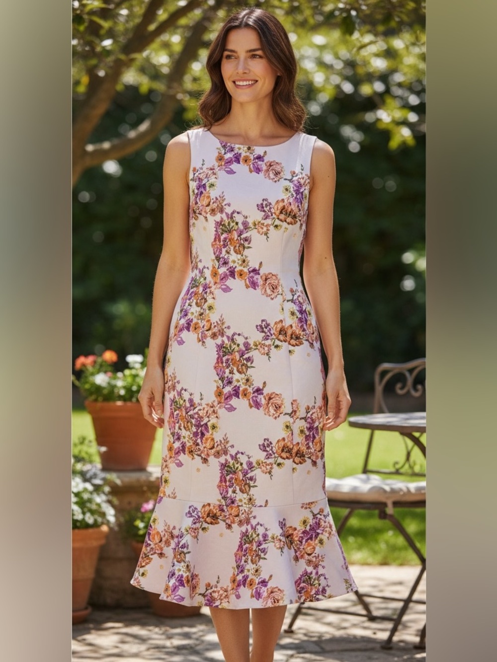 Eva Mendes NWT Floral Sleeveless Dress - Pink and Orange